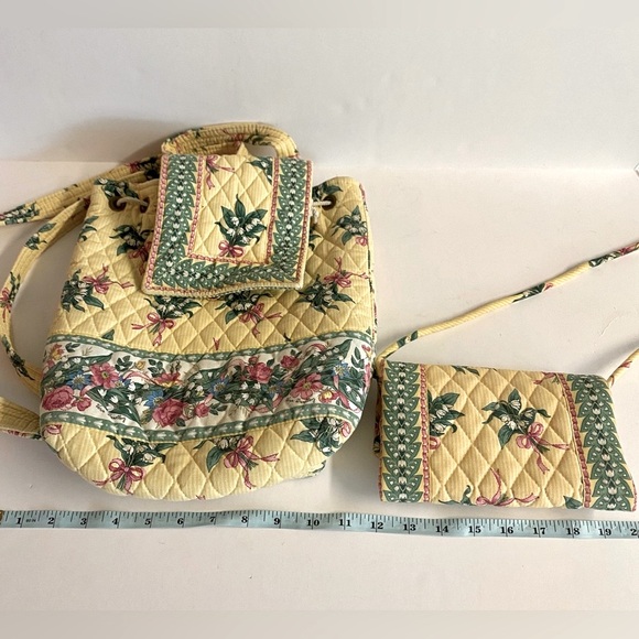 2PC Vintage Vera Bradley Lily of the Valley pattern backpack and crossbody. - Picture 7 of 8